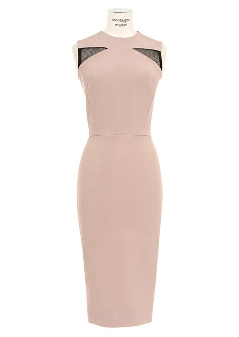 victoria beckham pale pink stretchcrepe sheath dress in pink lyst