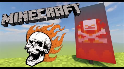 Flaming Skull Minecraft Banner Tutorial Youtube
