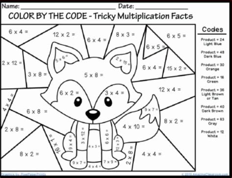 4th Grade Math Multiplication Coloring Worksheets