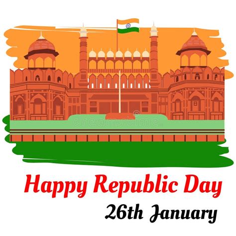 26th January Happy Republic Day Of India Realistic Background Stock