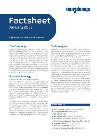 Download The Corporate Factsheet Pdf Morphosys
