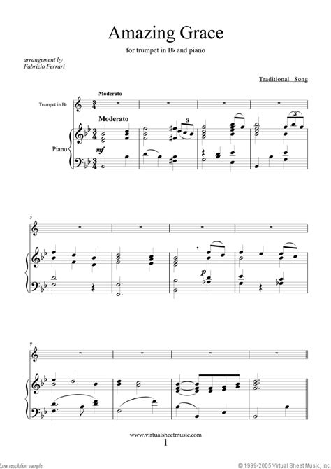 Each student will realize that they can be a guitar player. Amazing Grace sheet music for trumpet and piano [PDF ...