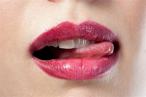 Close Up Beautiful Female Lips With Bright Lipgloss Makeup Perfect