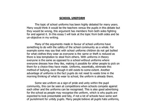 Persuasive Essay About School Uniforms