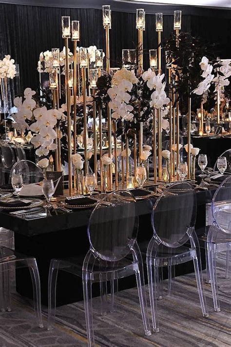 Modern Wedding Decor Ideas Wedding Forward Black And Gold Reception With Modern W In