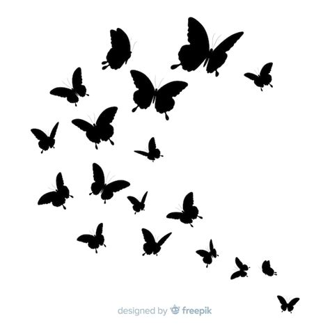 Butterfly Silhouettes Flying Free Vector