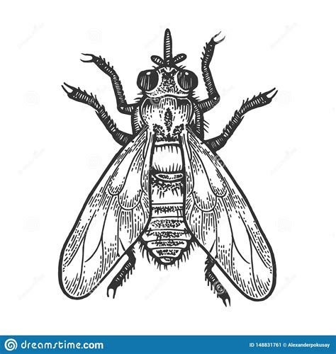 Tsetse Fly Insect Sketch Engraving Vector Stock Vector Illustration