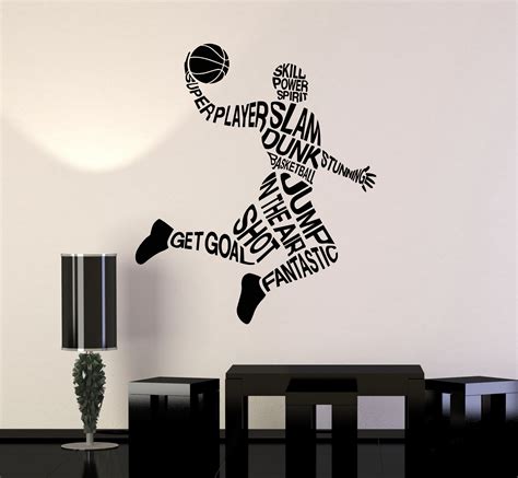Vinyl Wall Decal Basketball Player Words Sports Art Stickers Mural
