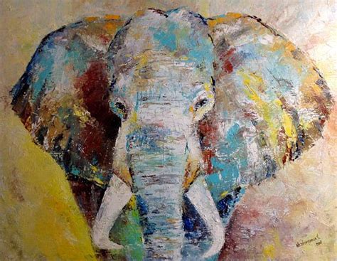 Elephant Large Painting Animal Wall Art On Canvas 40 Etsy Painting