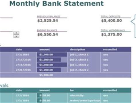 A bank statement is a printed document showing all the money paid into and taken out of a. Monthly Bank Statement - My Excel Templates