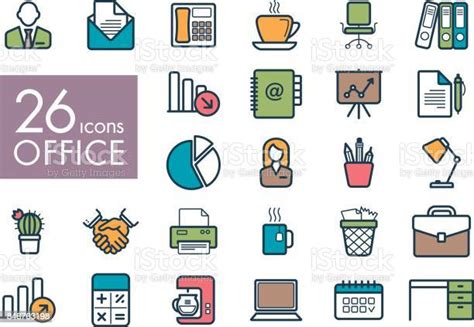 Outline Web Icon Set Office Stock Illustration Download Image Now
