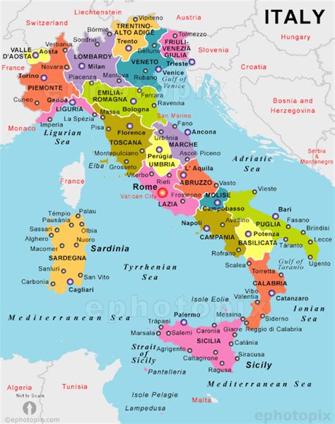 Das land italien befindet sich auf dem kontinent europa. Landkarten-Bild von Apollon | Italien karte regionen ...