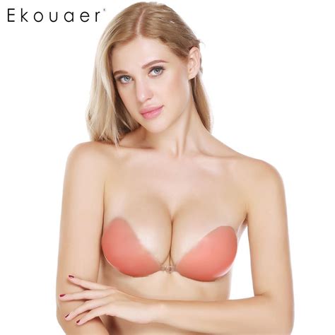 Aliexpress Com Buy Ekouaer Sexy Invisible Bra Self Adhesive Silicone Push Up Bra Strapless