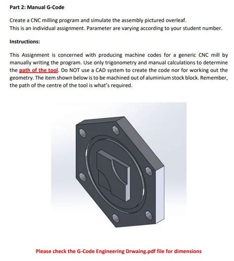 Solved Part 2 Manual G Code Create A CNC Milling Program Chegg Com