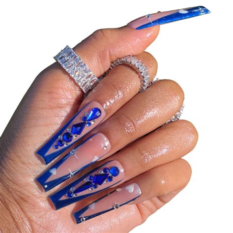 Royal Blue Nails Designs Diamond Nail Designs Nail Art Designs Junk Nails Glue On Nails Gel