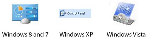 Difference In Control Panel In Various Popular Versions Of Microsoft