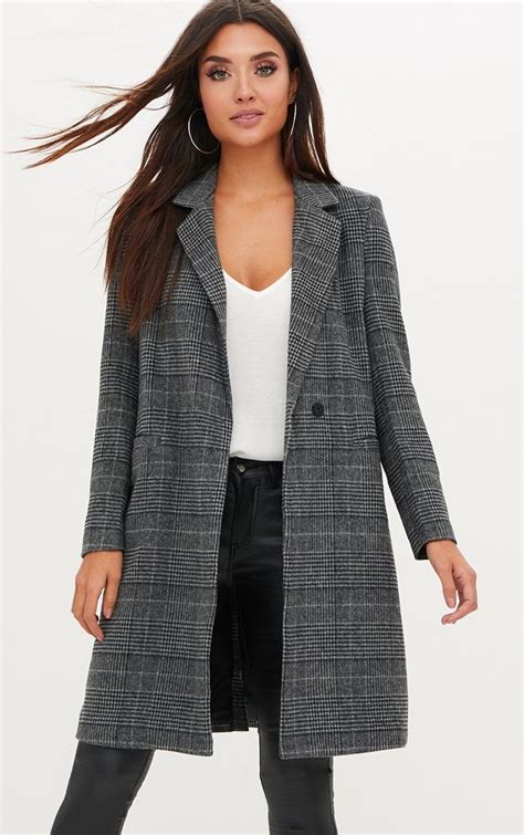 Grey Check Double Breasted Coatsay Hello To Your New Winter Coat Girl