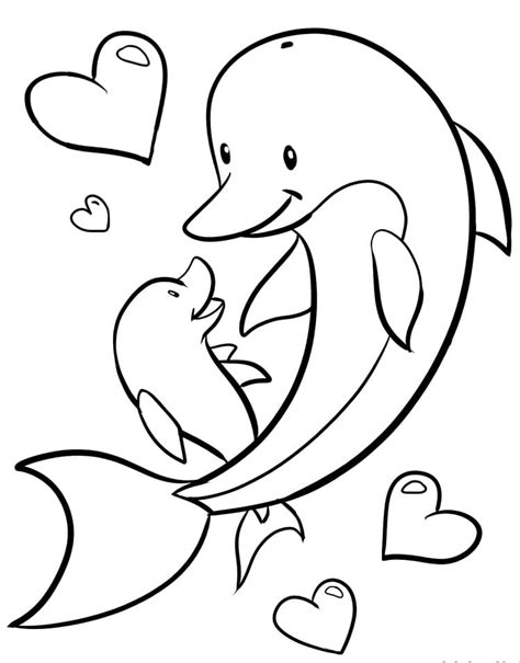 Mother And Baby Dolphin Coloring Page Free Printable Coloring Pages