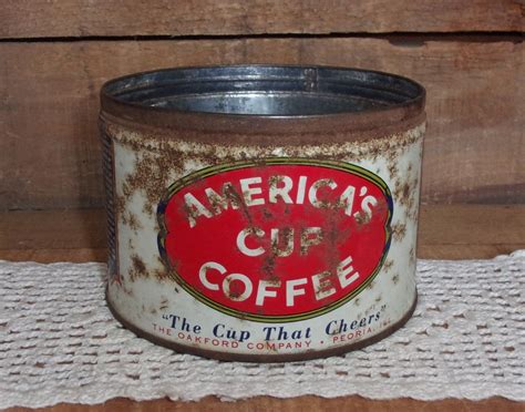 Vintage Coffee Can Old Coffee Can Farmhouse Kitchen Etsy Coffee