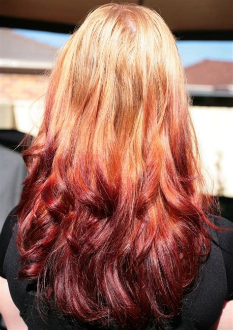 Much Better Pic Of Blonde To Red Ombré Reverse Ombre Hair Red Ombre