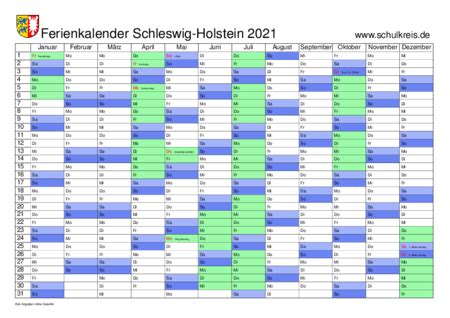 Toutes les dates des jours fériés en 2021, 2022 et 2023, détail sur les ponts possibles et nombreux calendriers à télécharger ou imprimer au format pdf et excel. Schulferien-Kalender Schleswig-Holstein SH 2021 mit ...