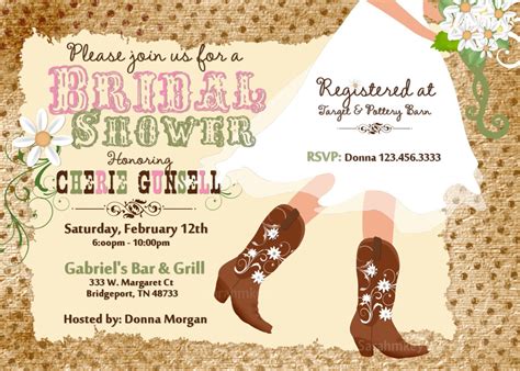 Western Bridal Shower Invitations Templates