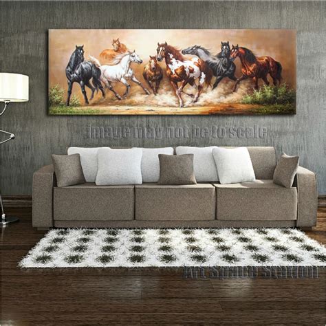 Western Black And White Horse Oil Painting On Canvas Modern Animals
