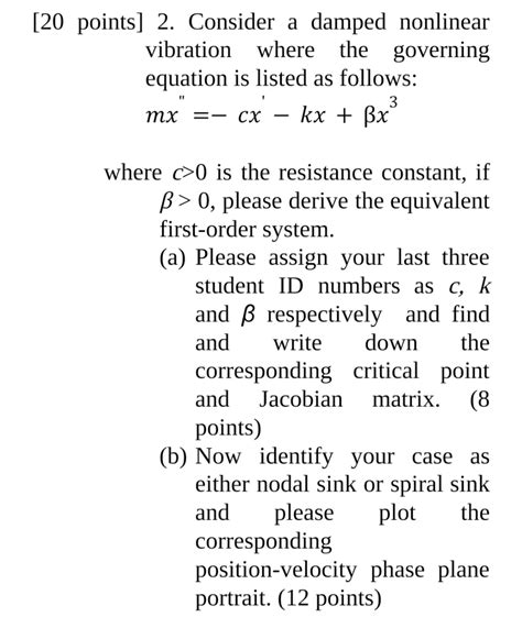 Second Order Nonlinear Differential Equation Assign C K And Beta With Integer Greater Than 0