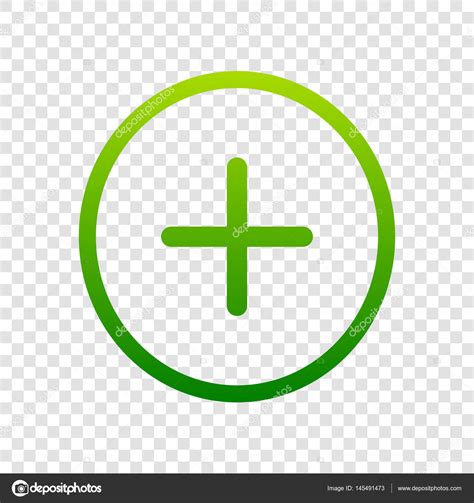 Positive Symbol Plus Sign Vector Green Gradient Icon On Transparent