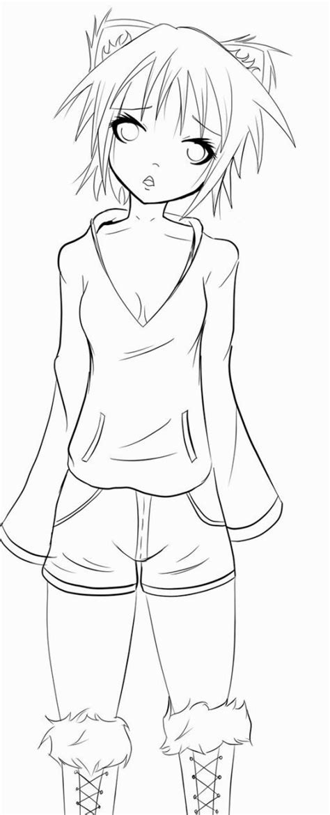 Anime Girl With Hoodie Coloring Pages ~ Anime Girl
