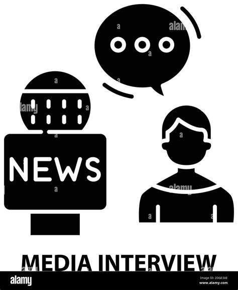 Media Interview Icon Black Vector Sign With Editable Strokes Concept