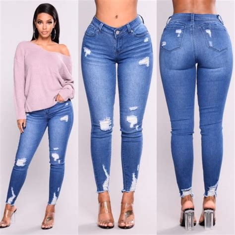 3xl Plus Size Light Blue Skinny Ripped Jeans For Female Women Mid Waist Bleash Wash Casual Denim