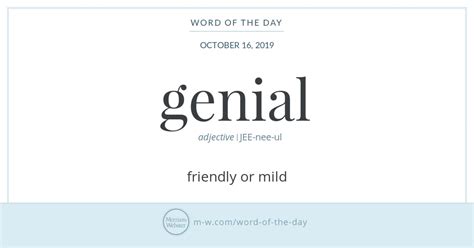Word Of The Day Genial Merriam Webster