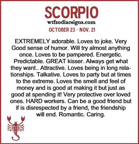 A Poem Written In Red And White With The Words Scorpio On It