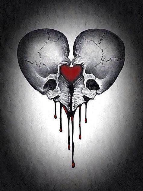 This Drawing Of A Bleeding Heart Formed By Two Skulls Represents