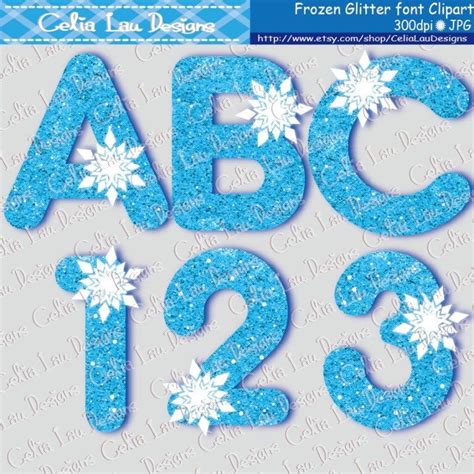 Glitter Alphabet Clipart With Frozen Snowflakes Glitter Font Etsy