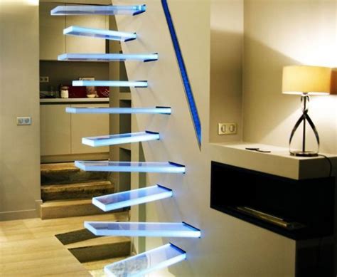 Illuminated Zigzagging Staircase Seems To Hover In Midair Neat Design