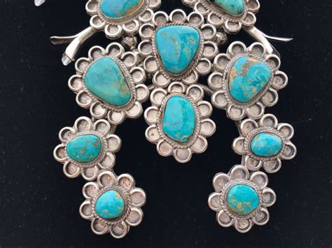 Stunning Sterling Silver Turquoise Native American Squash Blossom