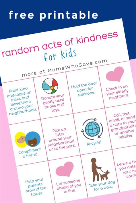 Teach Kids To Practice Kindness 30 Ideas A Free Printable