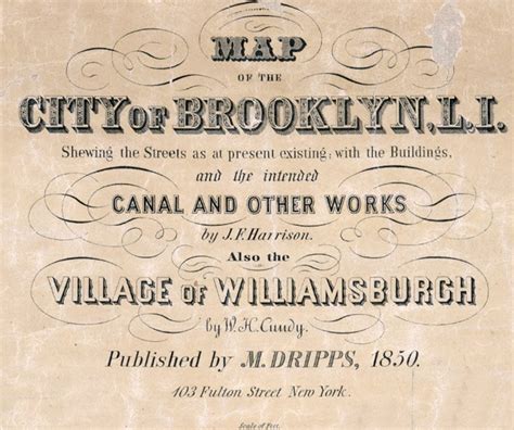1850 Map Of Brooklyn New York Etsy