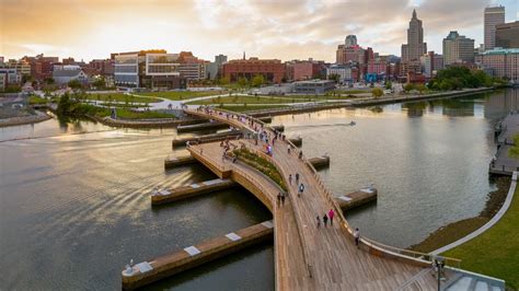 Curved Pedestrian Bridge Links Two Riverfront Parks In Providence Youtube