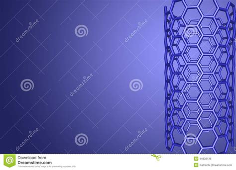 Nanotube Molecular Structure On Blue Background Stock Illustration