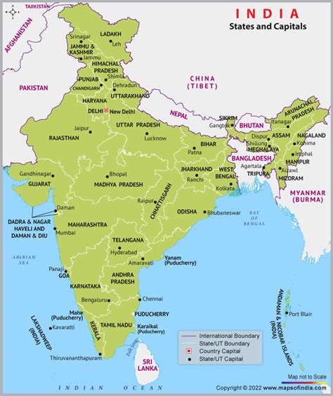 States And Capitals Of India Map List Of Total 28 States And Capitals