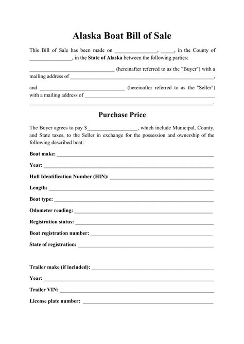 Alaska Boat Bill Of Sale Form Fill Out Sign Online And Download Pdf
