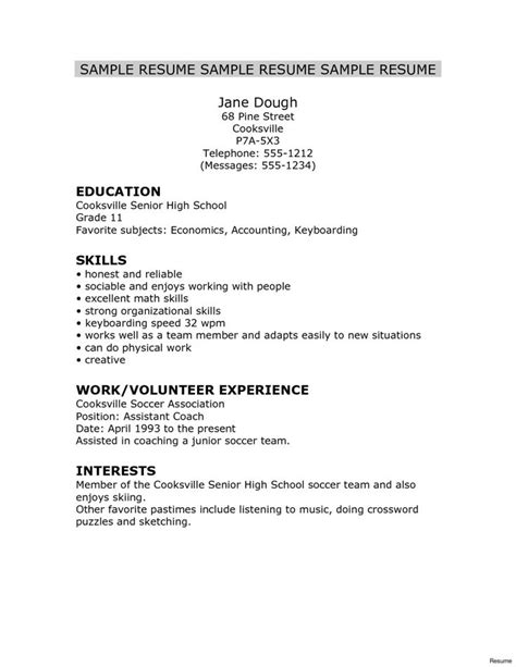 Resume Format High School Graduate Resume Format High School Resume