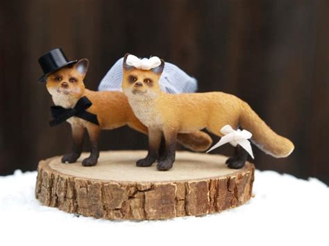 Fox Cake Topper Wedding Decor Woodland Bride And Groom Animal Lover