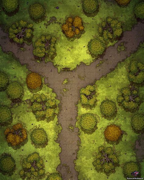 Forest Path Bifurcation Battle Map For Dungeons And Dragons Dnd World