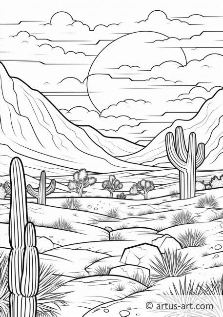 Desert Sunset Coloring Page Free Download Artus Art