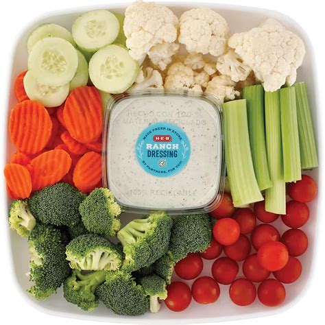 H E B Large Veggie Party Tray With Ranch Dressing Greatest Hits