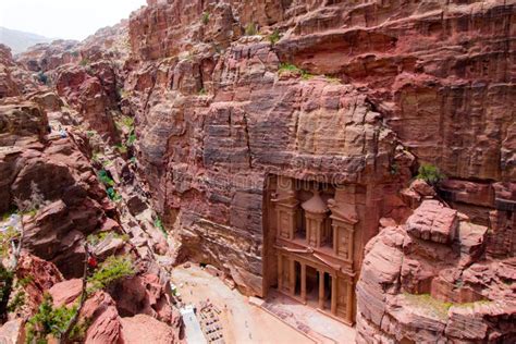 Aerial View Of The Monastery In Petra Jordan Stock Photo Image Of